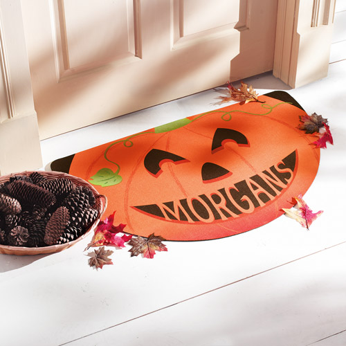 Personalized Half-Round Halloween Pumpkin Doormat - Walmart.com