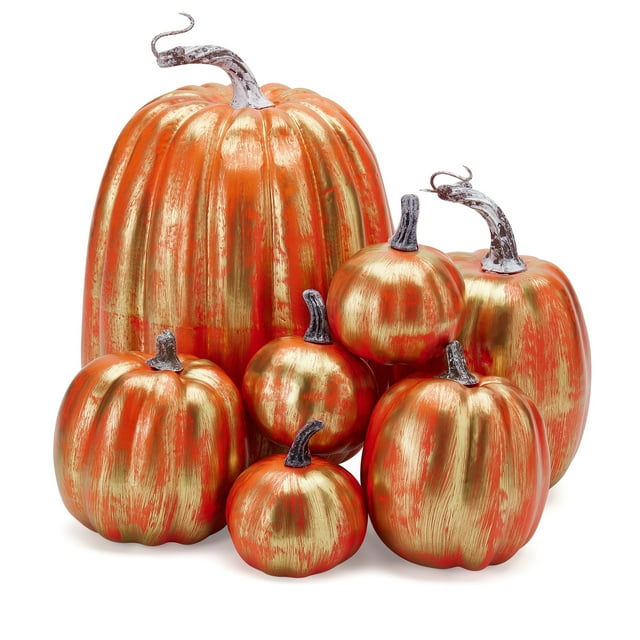 Diconna 7Pcs Halloween Simulation Pumpkin, Model Artificial Craft Fall Harvest Decoration