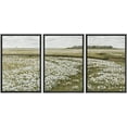 thumbnail image 3 of PixonSign Framed Wall Art Set White Daisy Flower Country Farm Field Nature Wilderness Modern Artwork Watercolor Landscape Decor Chic for Living Room, Bedroom, Office - 24"x36"x3 Panels Black, 3 of 5