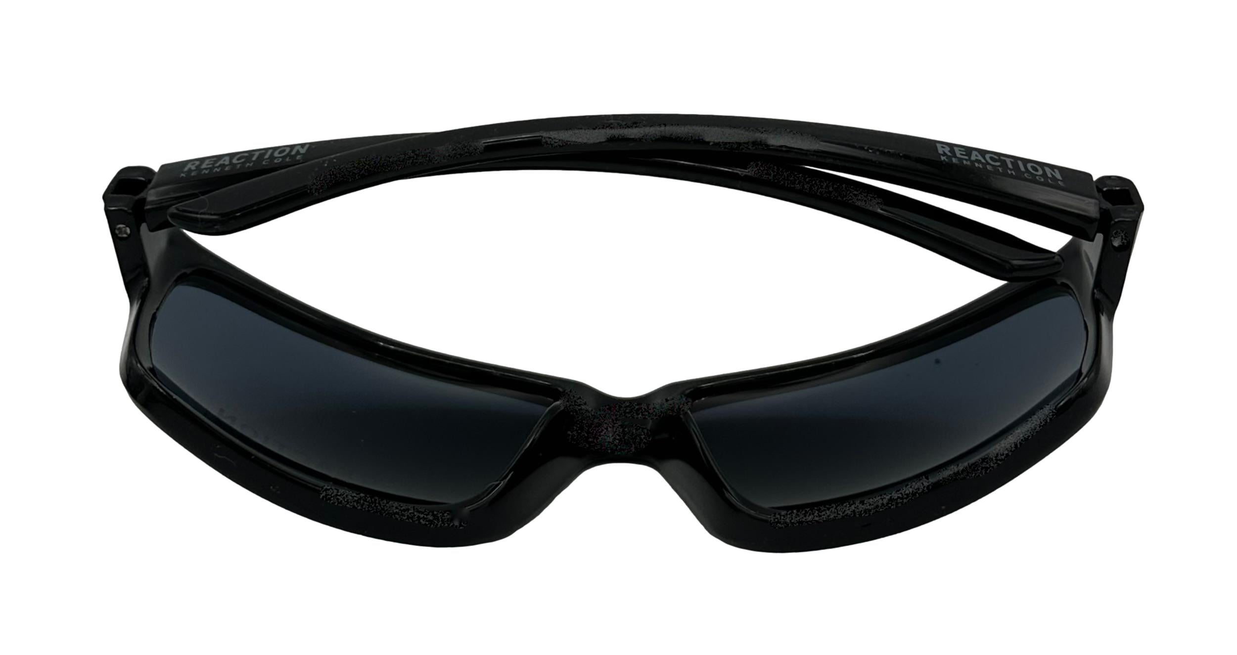 Kenneth Cole Reaction Mens S. Black Rectangle Wrap Plastic Sunglass KC1436. 1B