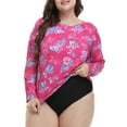 thumbnail image 6 of HDE Women's Plus Size Rash Guard UPF 50 Long Sleeve Swim Top Pink Seashells 2X, 6 of 6