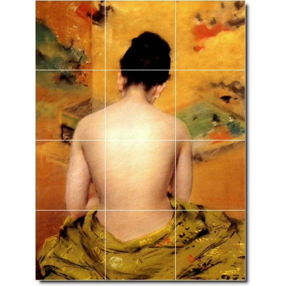 Ceramic Tile Mural-William Chase Nudes Shower Tile Mural 21. 36" w x 48" h using (12) 12 x 12 ceramic tiles