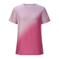 thumbnail image 4 of Women's Summer Clothes Short Sleeve Tunic Tops for Lady Loose Fit Flowy Vintage Y2K Tops Dressy Casual Round Neck Blouse Fashion 2024 Comfy Casual Shirts Gradient Color Pink T Shirts XXL, 4 of 6