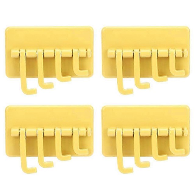 4 ganchos colgantes de pared sin costuras para baño, para colgar detrás de la puerta, organizador de ropa y toallas, color amarillo.