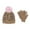 Beige, variant on CTM Girl's 7-14 Leopard Print Winter Pom Hat and Glove Set by Connex Gear