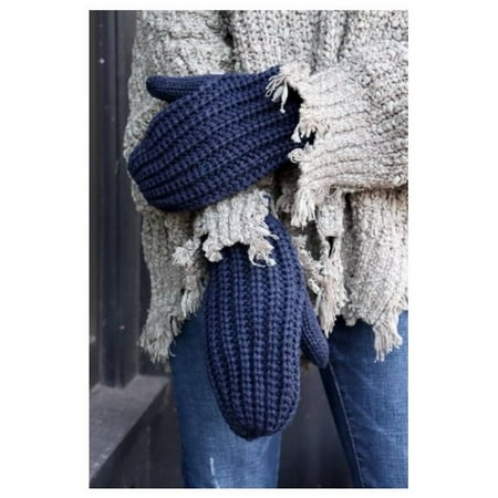 Panache Accessories Women's Cable Knit Fleece Lined Mitten Fashion Glove Navy