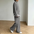 thumbnail image 6 of vdgthytj Sweatsuits Women 2 Piece Outfit Turtleneck Long Sleeve Pullover Tops Drawstring Wide Leg Pants Fall Athleisure Sets(X-Large,Gray), 6 of 7