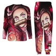 thumbnail image 6 of Demon Slayer Men's Lounge Pajamas Set 2-Piece Crew Neck Sleepwear Soft Long Sleeve Top & Pants for Sleep, Home & Vacation M, 6 of 8