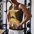thumbnail image 5 of Fotbe Golden Glitter And Light Pattern Men's Quick Dry Workout Tank Top Gym Muscle Tee Fitness Bodybuilding Sleeveless T Shirt Breathable Workout Shirt-X-Large, 5 of 9