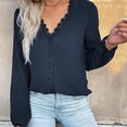 thumbnail image 5 of Tungbrin Floral Print Long Sleeve T Shirts for Women V Neck Solid Color Loose Blouses Fall Lightweight Casual Tops, 5 of 6