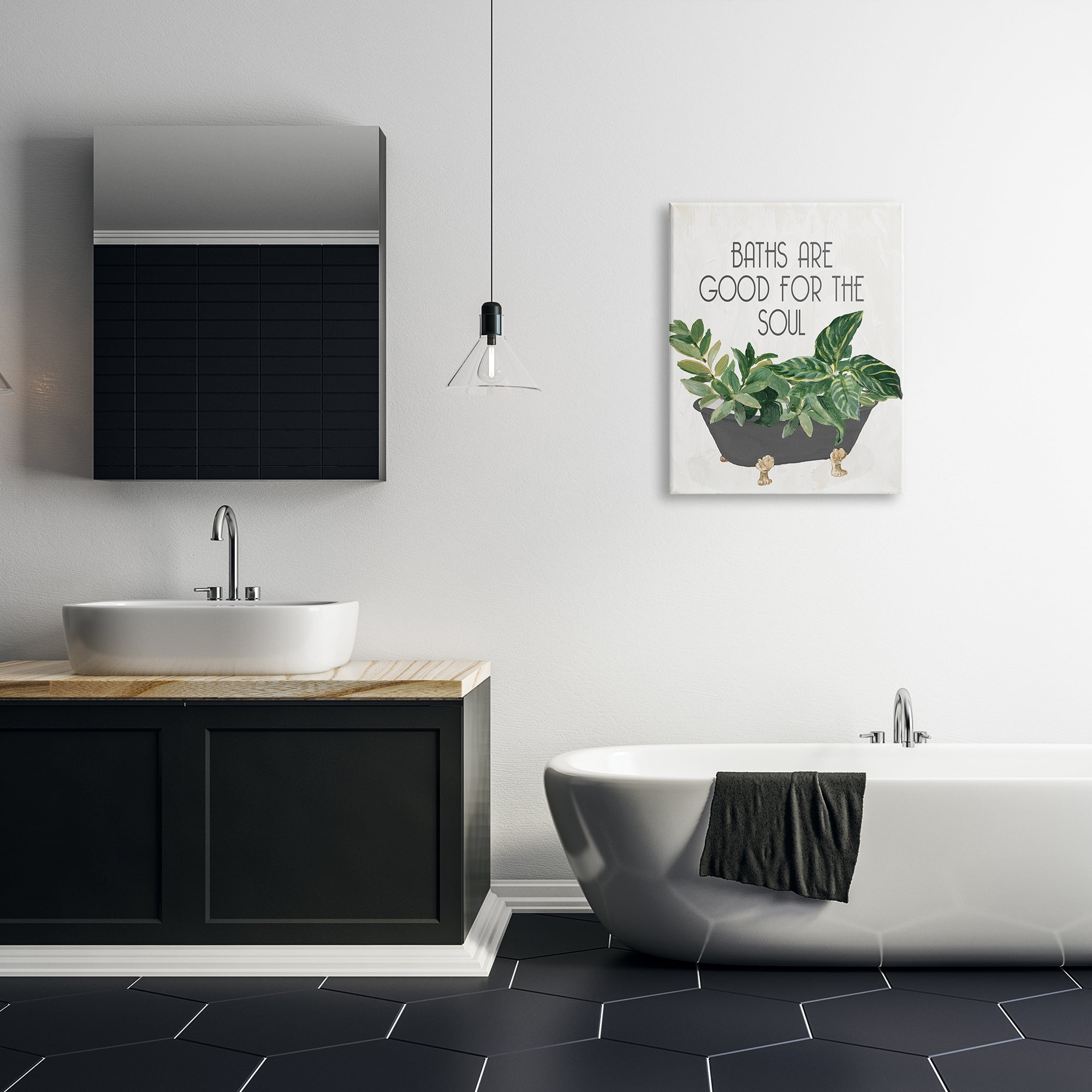 Stupell Industries Botanical Bath Phrase Typography Painting Gallery Wrapped Canvas Print Wall Art, 24 x 30