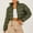 Army Green, variant on Puffer Jacket Womens Cropped Jacket Solid Color Shorts Zippered Long Sleeve Drawstring Jacket Women's Down Jackets & Parkas White S
