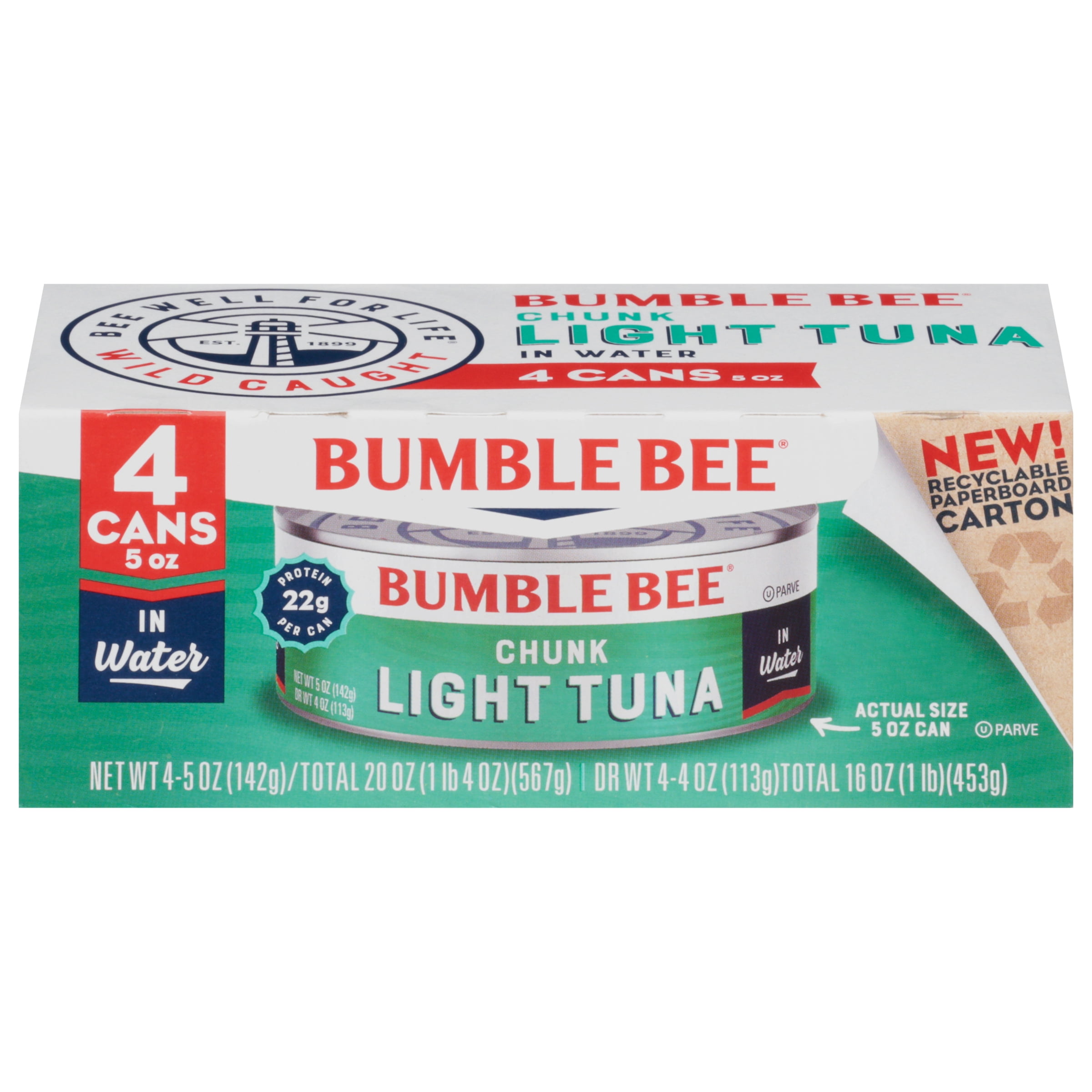 Pack Of 4 Bumble Bee Chunk Light Tuna In Water 5 Oz Cans Walmart canned-light-tuna-nutrition-besto-blog