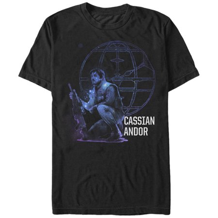 Men s Star Wars Rogue One Cassian Galaxy Print Graphic Tee Black X Large