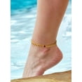 thumbnail image 3 of FOCALOOK January Birthstone Anklet for Women Cuban Link Ankle Bracelet Gold Plated Dainty Foot Chain Simulated Garnet Gemstone Jewelry Birthday Gifts, 3 of 12