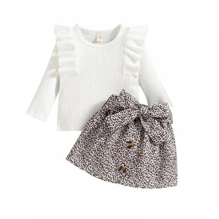 

SYNPOS 9M-4T Toddler Girl Clothes Long Sleeves Sweater Skirt Set Toddler Girl Spring Fall Winter Outfit Clothing
