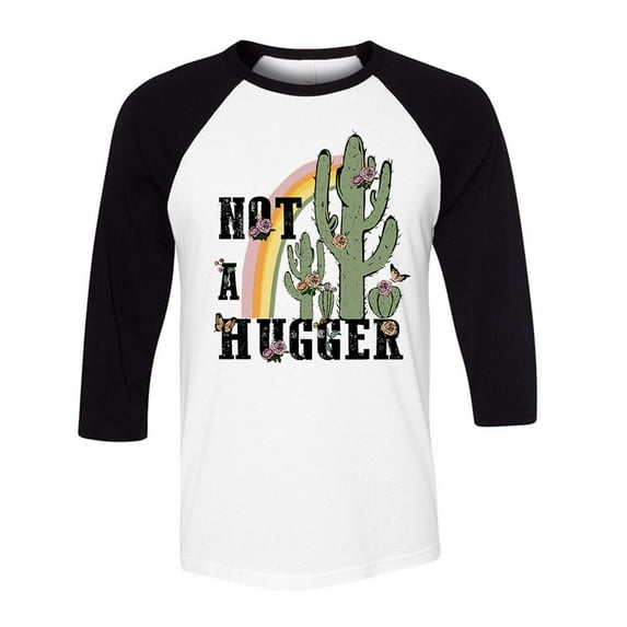 Not a Hugger Three-Quarter Raglan Sleeve Baseball Shirt Unisex X-Large White/Black