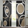 thumbnail image 3 of Black Brown Semi Sheer Curtains 72 Inch Length 2 Panels Set, White Circle Modern Minimalist Geometric Sheer Kitchen Curtain Privacy Voile Window Curtain for Living Room Bedroom Rod Pocket Drapes, 3 of 7