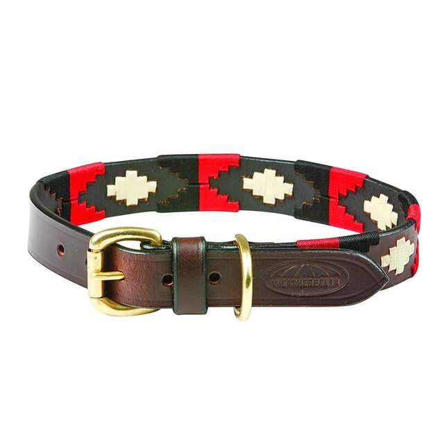 Weatherbeeta - Collar Polo de cuero para perro (Marrón Cowdray/Negro/Rojo/Blanco)
