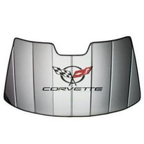 C7 Corvette Accordion Sunshade With Logo - Insulated Silver Windshield Protector