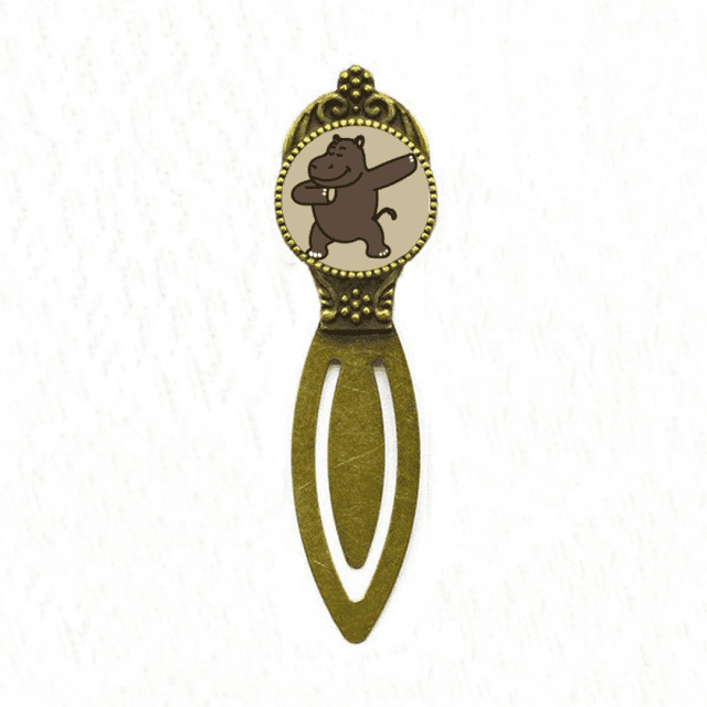 Hippo Standing Posture Art Deco Fashion Bookmark Retro Office Label Page Marker