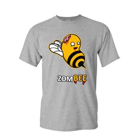 Tee Hunt Zombee T-Shirt Zombie Apocalypse Funny Dead Bee Outbreak Brains Mens Shirt, Gray, Medium
