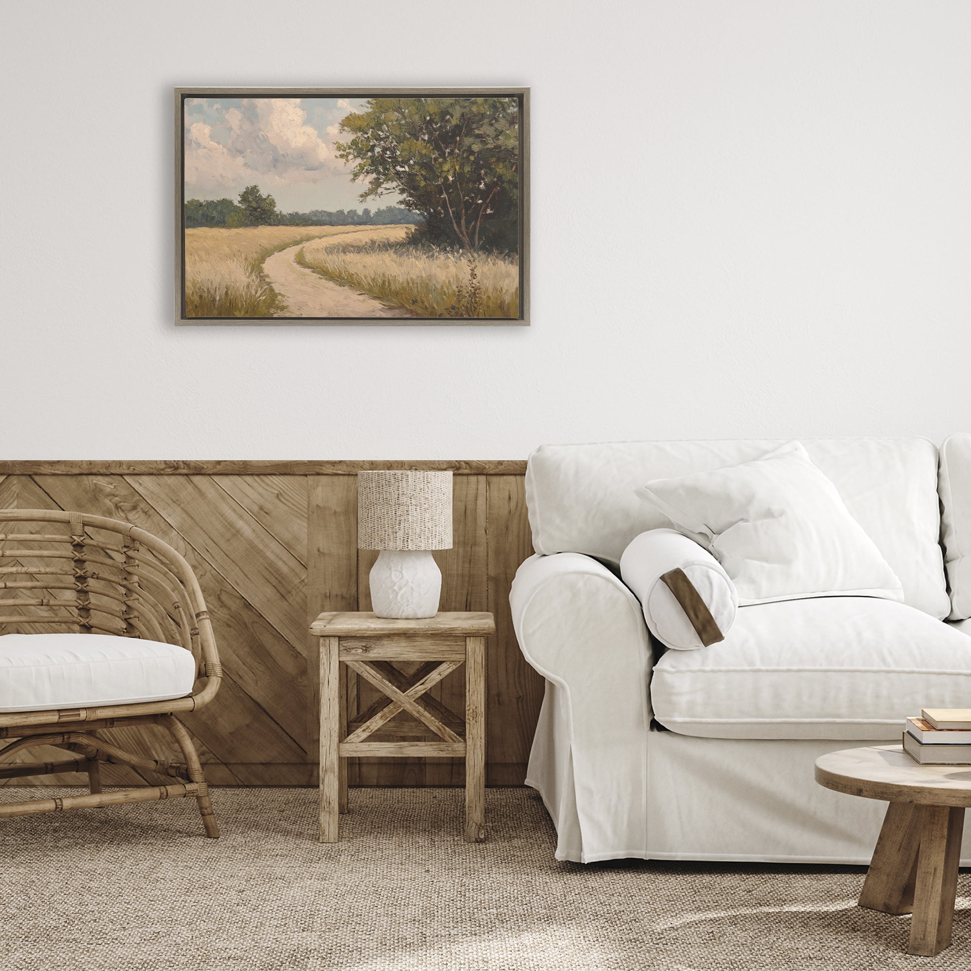 Stupell Industries Peaceful Thinking Path Brown Framed Floater Canvas Wall Art, design by Petal Prints Design