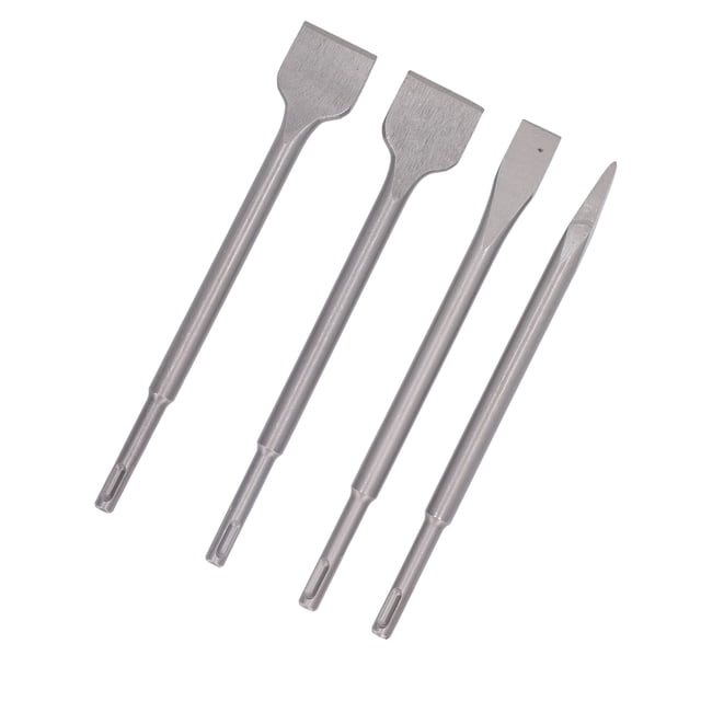 Cincel de acero cromado, 4 cinceles de martillo eléctricos, cinceles planos y puntiagudos, cincel de vástago redondo, tecnología innovadora