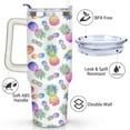 thumbnail image 3 of Colorful Pineapple 40 Oz Tumbler with Handle Lid and Straw, Stainless Steel Double Walled Vacuum Insulated Cup, Cute Anniversary Wedding Birthday Gifts Tumbler for Women Men Friends Outdoor Indoor, 3 of 7