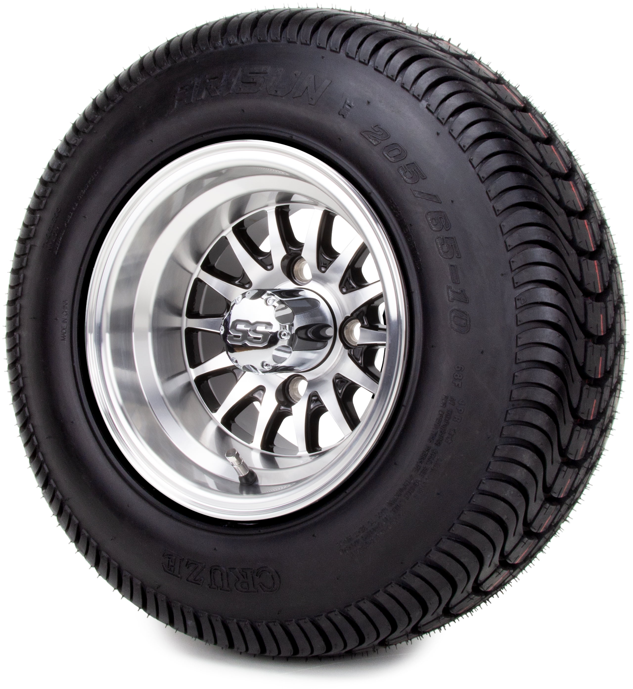 10" Medusa SS Golf Cart Wheels & Low Profile Tires Combo Set of 4