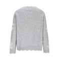 thumbnail image 6 of Wutalume Women's Casual Fashion Floral Jacquard V-Neck Knitted Sweater, Elegant Printed Top, Loose Fit Long Sleeve Pullover for Stylish Everyday Wear,Gray S, 6 of 7