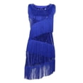 thumbnail image 1 of Vestido de baile latino con flecos de los años 20, traje de tango de salón, vestido para actuación en el escenario Azul real, 1 of 9