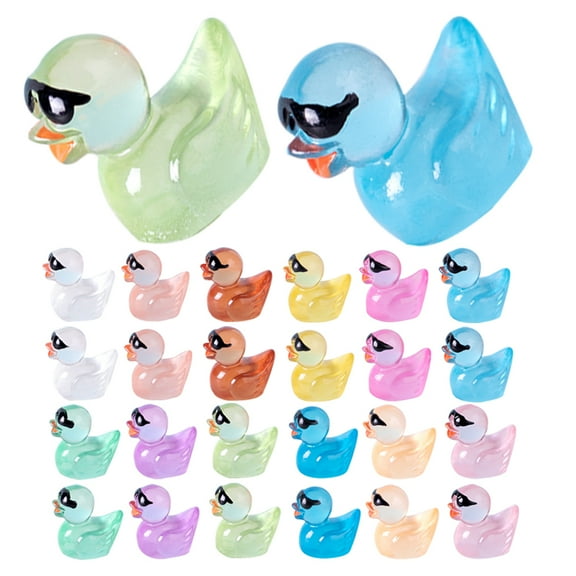 Supvox 60Pcs Glow in the Dark Resin Mini Ducks for Garden Layout and Courtyard Decor