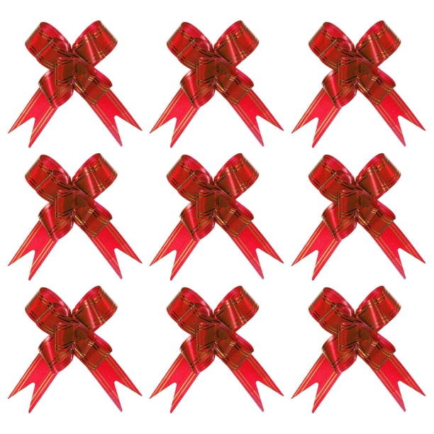 Uxcell 4" Lazos de regalo para envolver, lazos de tirón de Navidad, cestas, cinta de regalo, 20 unidades rojas