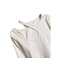 thumbnail image 5 of Arvbitana Women Solid Color T-shirt Long Sleeve Irregular Neck Hollowed Shirt Spring Summer Slim Fit Blouses Basic Tee for Casual Daily, 5 of 7
