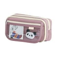 thumbnail image 2 of Clearance Back to School Pencil Case - Panda Pattern 3-Compartment Pencil Pouch, Cute Pencil Box for Kids, School Supplies for Boys and Girls, Great for Colored Pencils and Erasers,Deep Red, 2 of 4