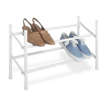 Whitmor 2-Tier Expanding and Stacking 12 Pair Shoe Rack, Metal, White