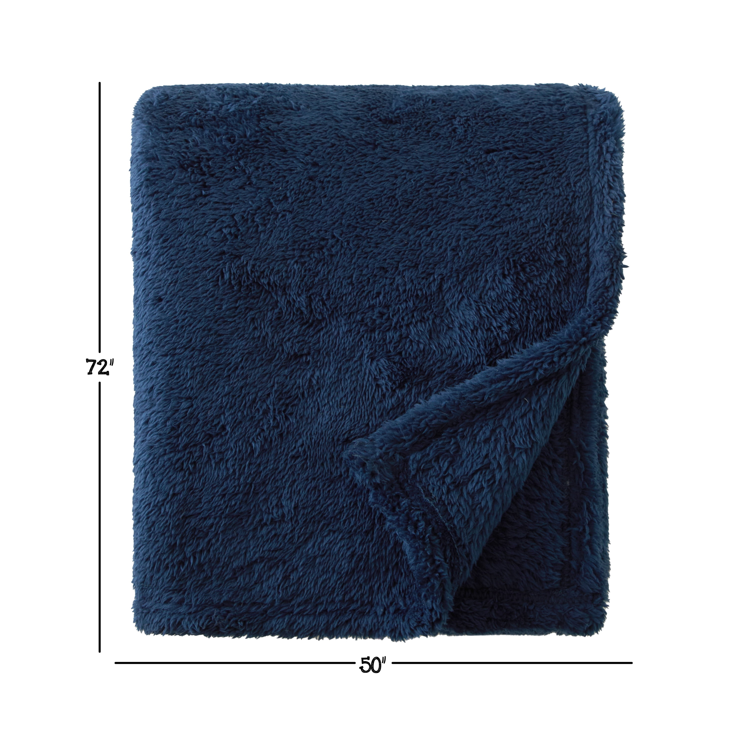 Your Zone Soft Navy Blue Oversized Fuzzy Throw Blanket for