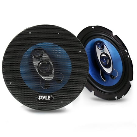 PYLE PL63BL - 6.5'' Three Way Sound Speaker System - Round Shaped Pro Full Range Triaxial Loud Audio 360 Watt Per Pair w/ 4 Ohm Impedance and 3/4'' Piezo Tweeter for Car Component