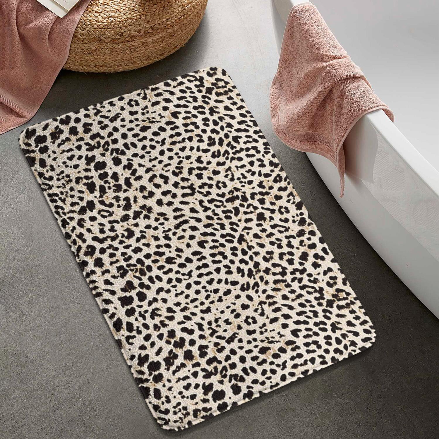 Black and Tan Leopard Print Bathroom Rugs Mat,Non Slip Microfiber Bathroom Rug,Rubber Backing,Soft Bathroom Mats for Bathroom Floor,Tub and Shower,20x32in(50x80cm)