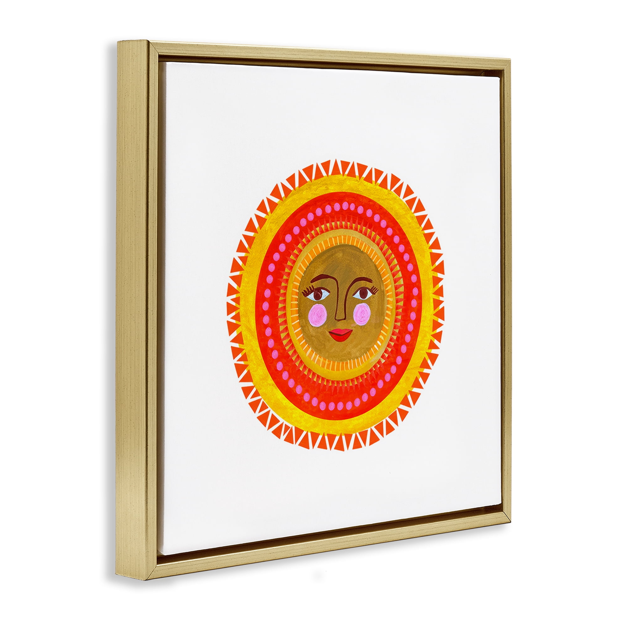 Stupell Industries Bold Bohemian Sun Gold Framed Floater Canvas Wall Art, design by Katherine Herrell Studio