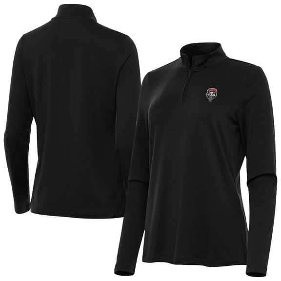 Women's Antigua  Black New Mexico Lobos Reprocess Quarter-Zip Top