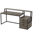 thumbnail image 2 of Spaco 63" Computer Desk, Ergonomic Office Desk with Drawers & Monitor Stand, Desk for Indoor as Home, Office, Gray, 2 of 5