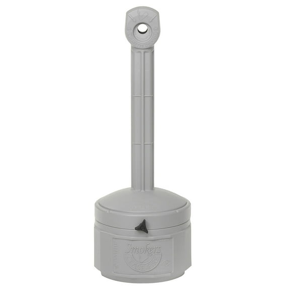 Justrite 26806 Smokers Cease Fire Cigarette Butt Receptacle, 1 Gallon, Gray