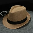 thumbnail image 2 of Duoif Fedora Hats for Men, Men and Women Jazz Hat Soild British Sun Hat Travel Sun Hat, Hats for Women Yellow, 2 of 3