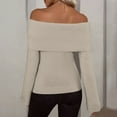 thumbnail image 3 of NAMTYQX Womens Sweaters Off the Shoulder Neckline Coloured Cute Slim Warm Long Sleeve Pullover Sweaters for Women Knitted Beige Size L, 3 of 5