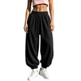 thumbnail image 3 of CFLVAEK Sweatpants for Women Baggy Cinch Bottom Athletic Workout Sweatpant Fall Winter Drawstring Elastic Waisted Running Pants with Pockets Black L, 3 of 9