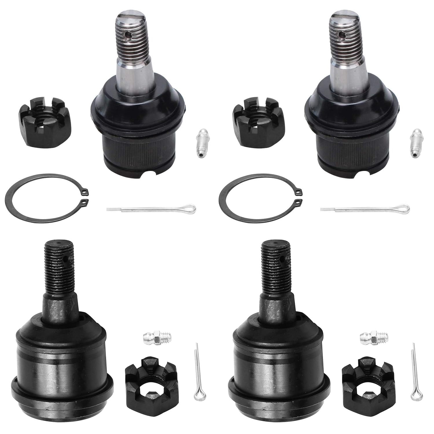 Detroit Axle - Front Suspension Kit - CV Axle Shafts + Lower and Upper Ball Joints + Inner Outer Tierods + Tie Rod Adjusting Sleeves for 2003 2004 2005 2006 2007 Dodge RAM 2500 3500-4WD