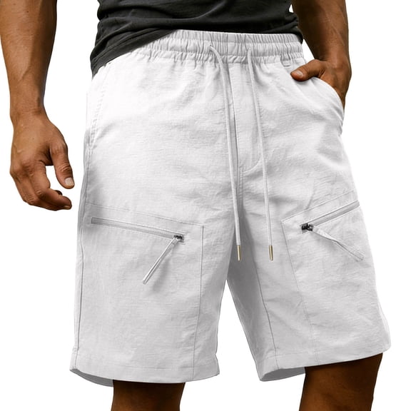 TEAJOPSUU Men's Cargo Shorts Drawstring Waist Cargo Shorts with Multi-Pocket Design Quick Dry and Sweat-Wicking Features Beige