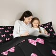 thumbnail image 5 of Castle Fairy Cartoon Ribbon Bow Girl Bedding Comforter Set 2pcs,Dreamy Princess Twin Comforter Sets Microfiber,Kawaii Bowknot Breathable Bedding Set,Super Cozy Room Decor,Reversible, 5 of 8